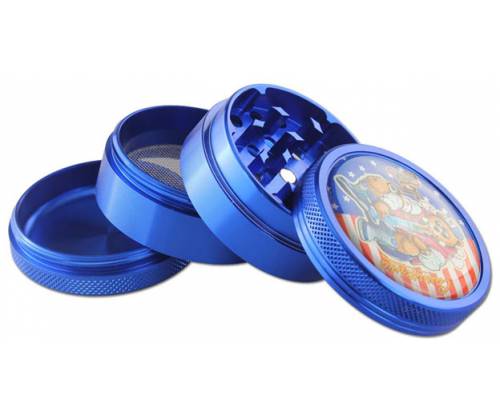 Grinder 50mm Aluminum Cannifornia Blue Design - 4 Parts -  Price: 17,50€