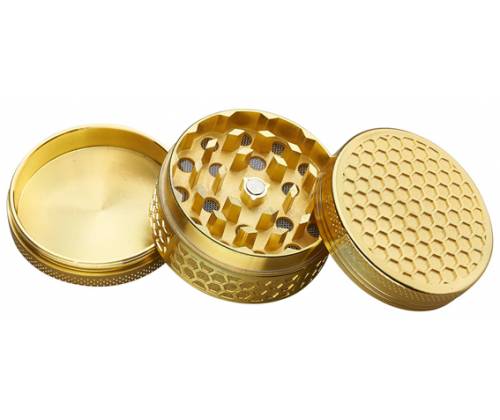 Grinder Honeycomb Gold 50mm - 3 Parts -  Price: 14,90€