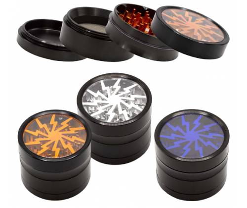 Amsterdam Grinder Lightning Window 63mm - 4 parts (aluminum) JK07MIX -  Price: 19,90€