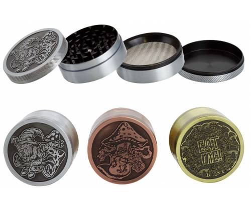 Amsterdam Grinder Shroom 63mm Gold - 4 parts (aluminum) -  Price: 14,50€
