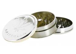 Grinder Τρίφτης Πλαστικός Amsterdam Leaf 60mm Silver Embossed - 3 Parts