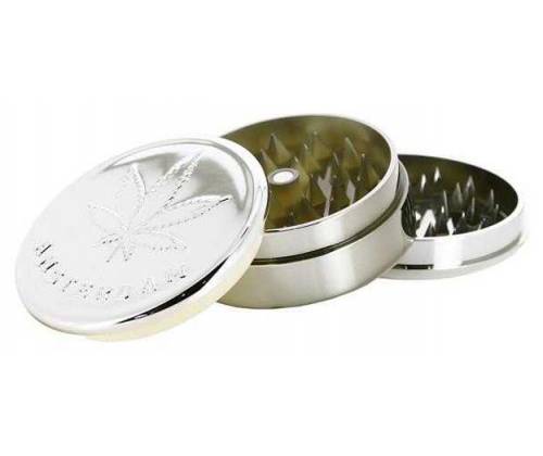 Grinder Plastic Amsterdam Leaf 60mm Silver Embossed - 3 Parts -  Price: 1,90€