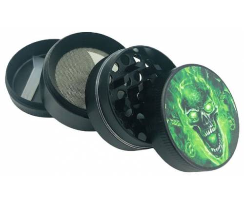 Grinder Τρίφτης Αλουμινίου 40mm Skull Black Green - 4 Parts - Τιμή: 8,90€