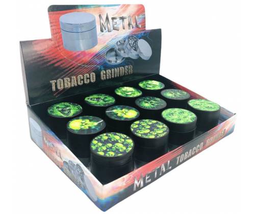 Grinder Τρίφτης Αλουμινίου 40mm Skull Black Green - 4 Parts - Τιμή: 8,90€