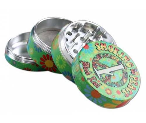 Black Leaf Grinder Aluminum «Smoking for Peace» 54mm - 4 Parts -  Price: 18,50€
