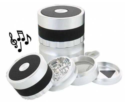Grinder Silver - Black Aluminum With Bluetooth Speaker 62mm - 4 Parts -  Price: 39,90€