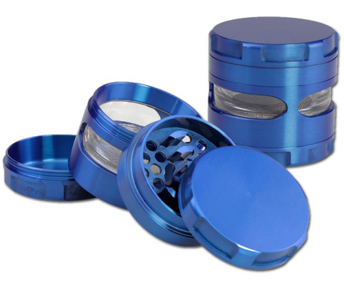 Grinder with Blue Window 56mm - 4 Parts -  Price: 15,90€