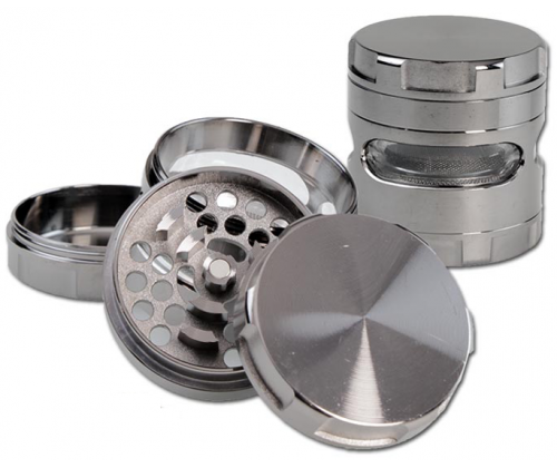 Grinder Τρίφτης με Παράθυρο Ασημί 62mm - 4 Parts - Τιμή: 16,90€