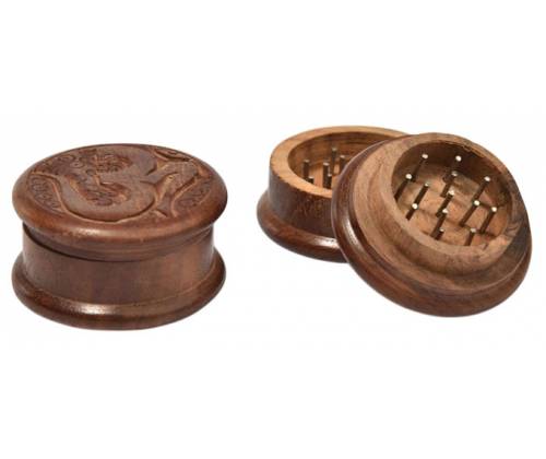 Grinder Dark Wooden Brown Carved 50mm - 2 Parts -  Price: 3,90€
