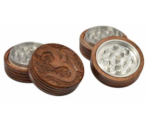 Grinder Τρίφτης  Ξύλινος - Μεταλλικός Σκαλιστό 60mm - 2 Parts - Τιμή: 6,20€