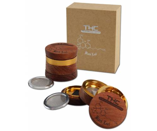 Black Leaf Grinder Τρίφτης «THC» Ξυλινο - Μεταλλικό 60mm-4 Parts - Τιμή: 37,50€