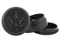 Grinder Τρίφτης Πλαστικός Leaf Μαύρο 50mm - 3 Parts