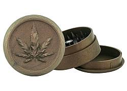 Grinder Τρίφτης Πλαστικός Leaf Μπρονζέ 50mm - 3 Parts