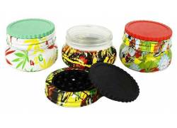 Grinder Τρίφτης Πλαστικός Leaf 56mm & Γυάλινο Δοχείο150ml