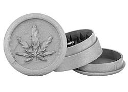 Grinder Τρίφτης Πλαστικός Leaf Ασημί 50mm - 3 Parts