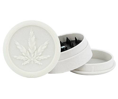 Grinder Τρίφτης Πλαστικός Leaf Λευκό 50mm - 3 Parts - Τιμή: 2,40€