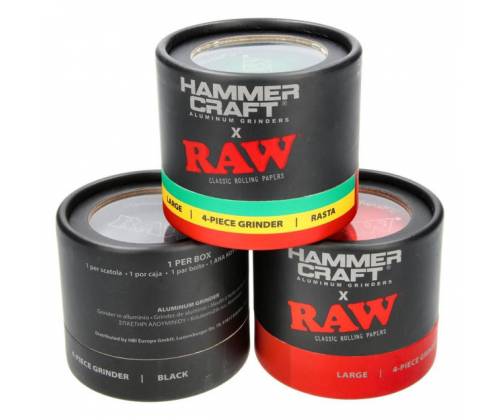 Hammercraft X RAW Grinder Τρίφτης Αλουμινίου Medium 56mm - 4 Parts Black - Τιμή: 20,00€