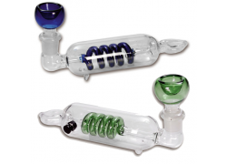 Χειροποίητη Γυάλινη Πίπα Pipe Black Leaf Με Σπιράλ - 18cm