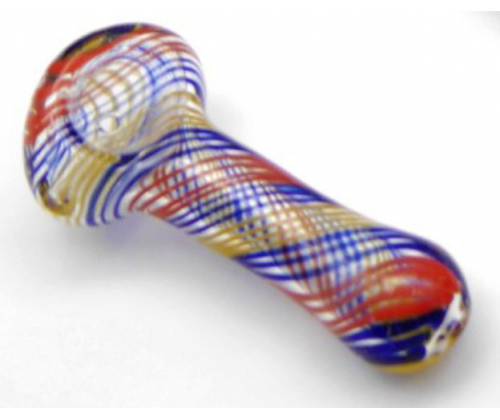 Χειροποίητη Γυάλινη Πίπα Pipe Blue Red - 10cm - Τιμή: 9,90€