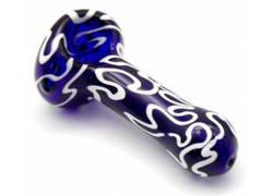 Χειροποίητη Γυάλινη Πίπα Pipe Blue White - 10cm