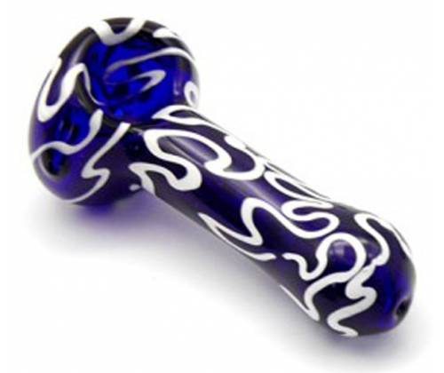 Χειροποίητη Γυάλινη Πίπα Pipe Blue White - 10cm - Τιμή: 9,90€