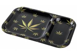 Rolling Tray Δίσκος Black Matt Leaf Double - Small (23x15cm)