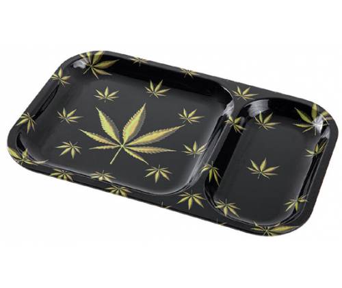 Rolling Tray Δίσκος Black Matt Leaf Double - Small (23x15cm) - Τιμή: 5,90€