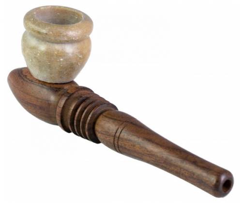 Ξύλινη Πίπα Hemp Καφέ με Πέτρινο Bowl - 12.5cm - Τιμή: 4,90€