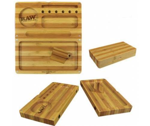 RAW Bambo BackFlip Rolling Tray Wooden Box - STRIPED -  Price: 34,50€