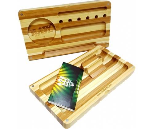 RAW Bambo BackFlip Rolling Tray Wooden Box - STRIPED -  Price: 34,50€