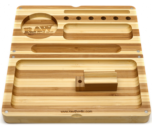RAW Bambo BackFlip Rolling Tray Wooden Box - STRIPED -  Price: 34,50€