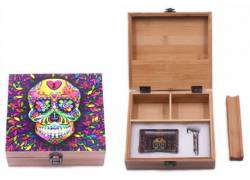 Ξύλινο Κουτί Αποθήκευσης Skull 19x17x7cm & Σταχτοδοχείο και Πιπάκι