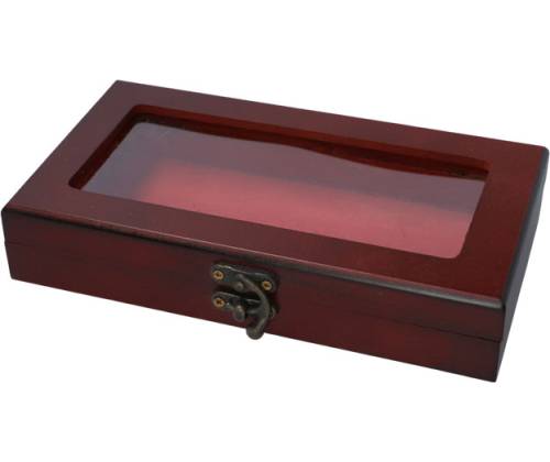 Wooden Storage Box with Window - Dark Brown (23x13x4cm) - Price: 9,80€