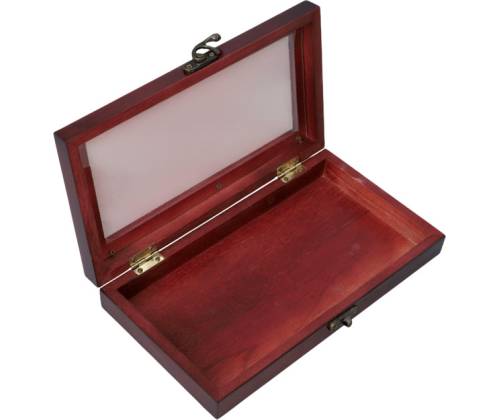 Wooden Storage Box with Window - Dark Brown (23x13x4cm) - Price: 9,80€