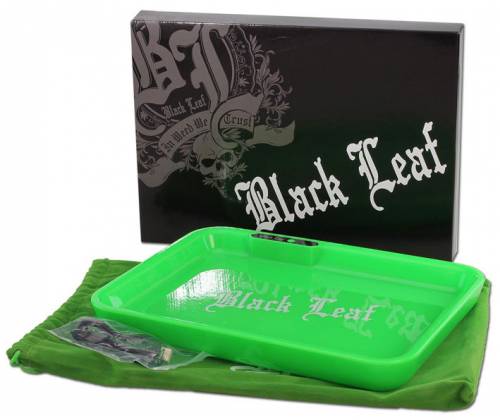Black Leaf Rolling Tray Tray LED - Green (28x21cm) -  Price: 29,90€