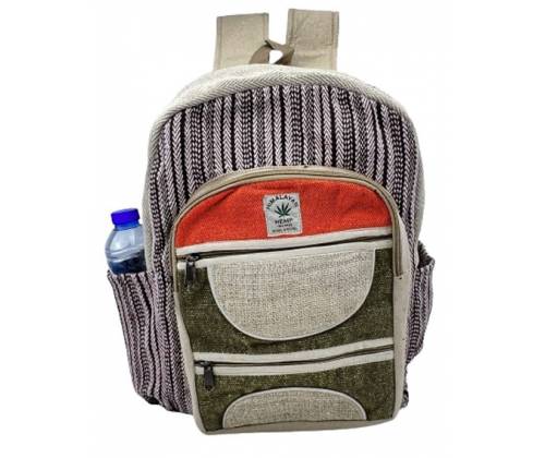 Himalayan Hemp Τσάντα Πλάτης Backpack Χειροποίητή από Κάνναβη Ιμαλαϊων - Orange Patch - Τιμή: 36,90€