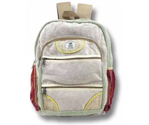 Himalayan Hemp Τσάντα Πλάτης Backpack Χειροποίητή από Κάνναβη Ιμαλαϊων - Red Stripe - Τιμή: 36,90€