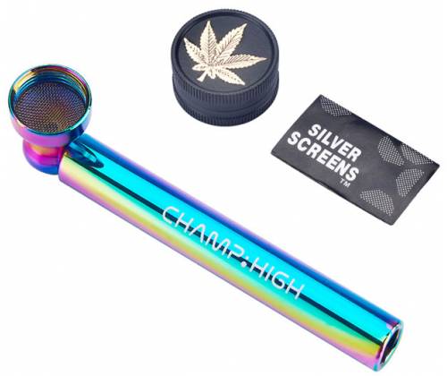 Champ Πιπάκι Γυάλινο 9,5 cm με Δώρο Τριφτη Καπνού Grinder 30mm - Τιμή: 6,80€