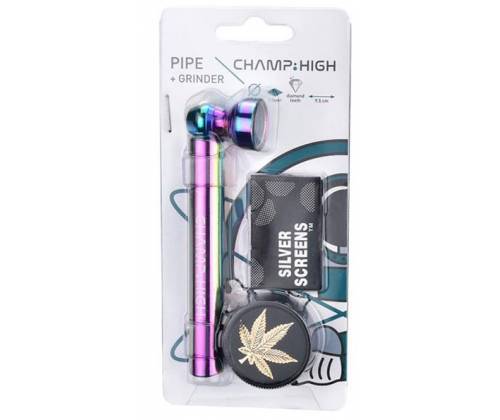 Champ Πιπάκι Γυάλινο 9,5 cm με Δώρο Τριφτη Καπνού Grinder 30mm - Τιμή: 6,80€