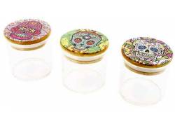 Γυάλινο Βάζο Skull Oil Jar Με Ξύλινο Καπάκι Big - Αεροστεγές Κλείσιμο 68x70mm