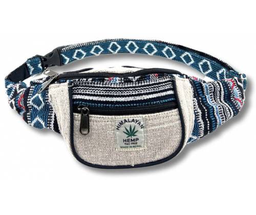Himalayan Hemp Τσαντάκι Μέσης Χειροποίητο από Κάνναβη Ιμαλαϊων - Μπλε Ρίγες - Τιμή: 18,60€