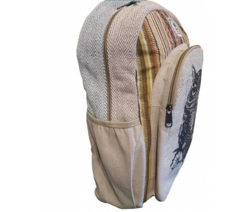 Himalayan Hemp Τσάντα Πλάτης Backpack Χειροποίητή από Κάνναβη Ιμαλαϊων - Owl - Τιμή: 36,90€