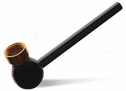 Πιπάκι Γυάλινο Pipe Μαύρο με Χρυσό Bowl - 14 cm