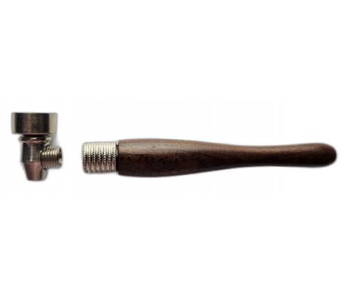 Wooden Hemp Pipe Brown with Metal Bowl - 11.5cm -  Price: 4,90€