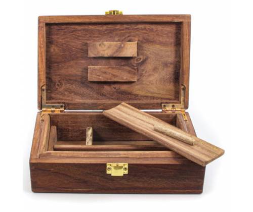 Κουτί Αποθήκευσης Ξύλινο «Cannabis» Μεγάλο (20x13cm) - Τιμή: 29,90€