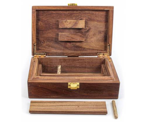 Κουτί Αποθήκευσης Ξύλινο «Cannabis» Μεγάλο (20x13cm) - Τιμή: 29,90€