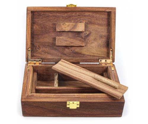 Κουτί Αποθήκευσης Ξύλινο «Cannabis» Μεγάλο (20x13cm) - Τιμή: 29,90€