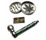 Σετ Μεταλλική Πίπα Σχέδιο Leaf 9cm & Grinder 2 parts - Τιμή: 7,90€