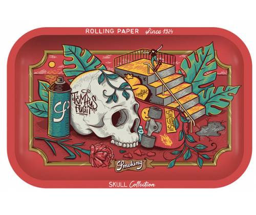 Smoking Rolling Tray Δίσκος Small - Skull Tempus Fugit (28x18cm) - Τιμή: 9,90€