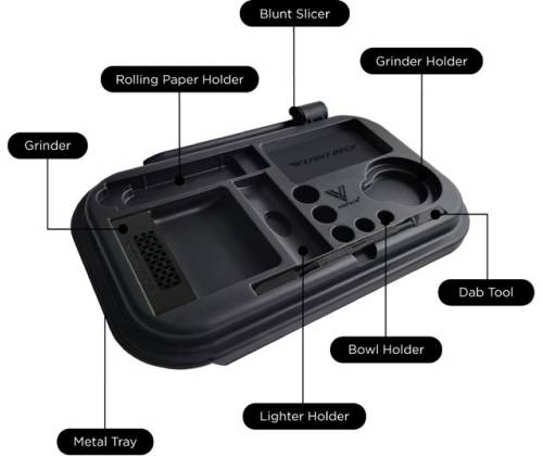 V-Syndicate Flight Deck Tray with Lid and Accessories - Dark Bloom Black (27x16cm) - Price: 22,50€